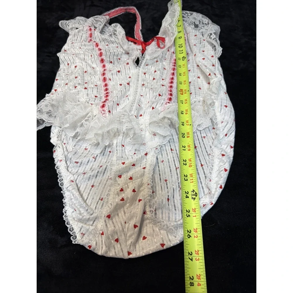 Vintage Alana Gale Teddie Twee Tiny Heart Ruffle Lace Lingerie Sz Large